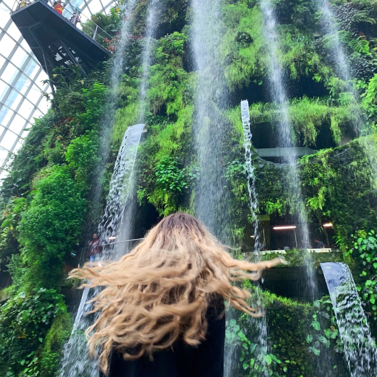 Manmade Waterfall at Singapore's' Gardens By the Bay