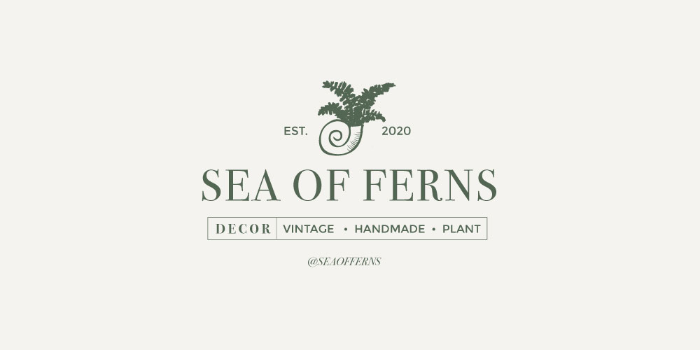 Sea of Ferns vintage logo design