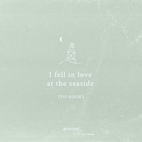 Beach quote with custom buoy icon. "I fell in love at the seaside" lyric by The Kooks